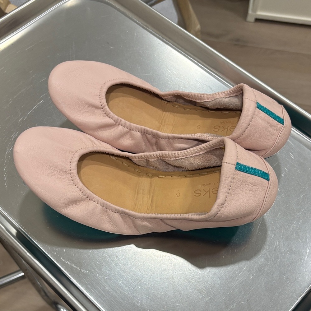 Tieks Pink Ballet Flats with Teal Accents